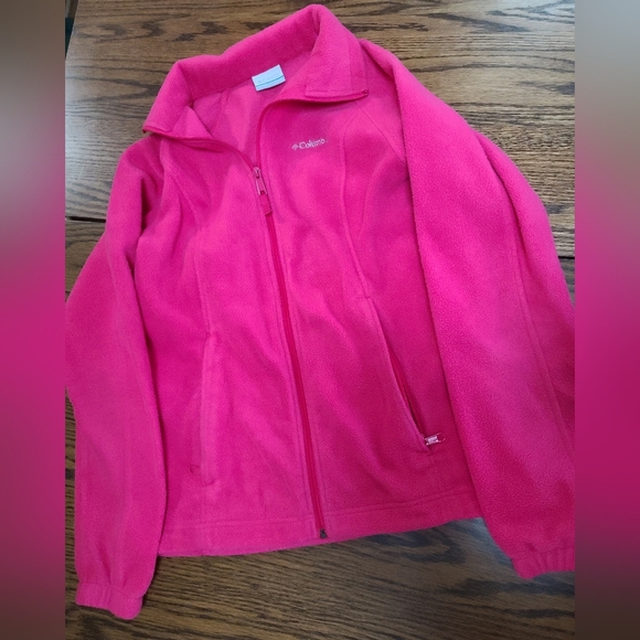 EUC Women's S Columbia Full zip soft fleece jacket bright pink - Picture 5 of 7